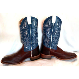 Cody James Men's western Blue/Brown Leather US 12 D Square Toe Stockman Boot HTF